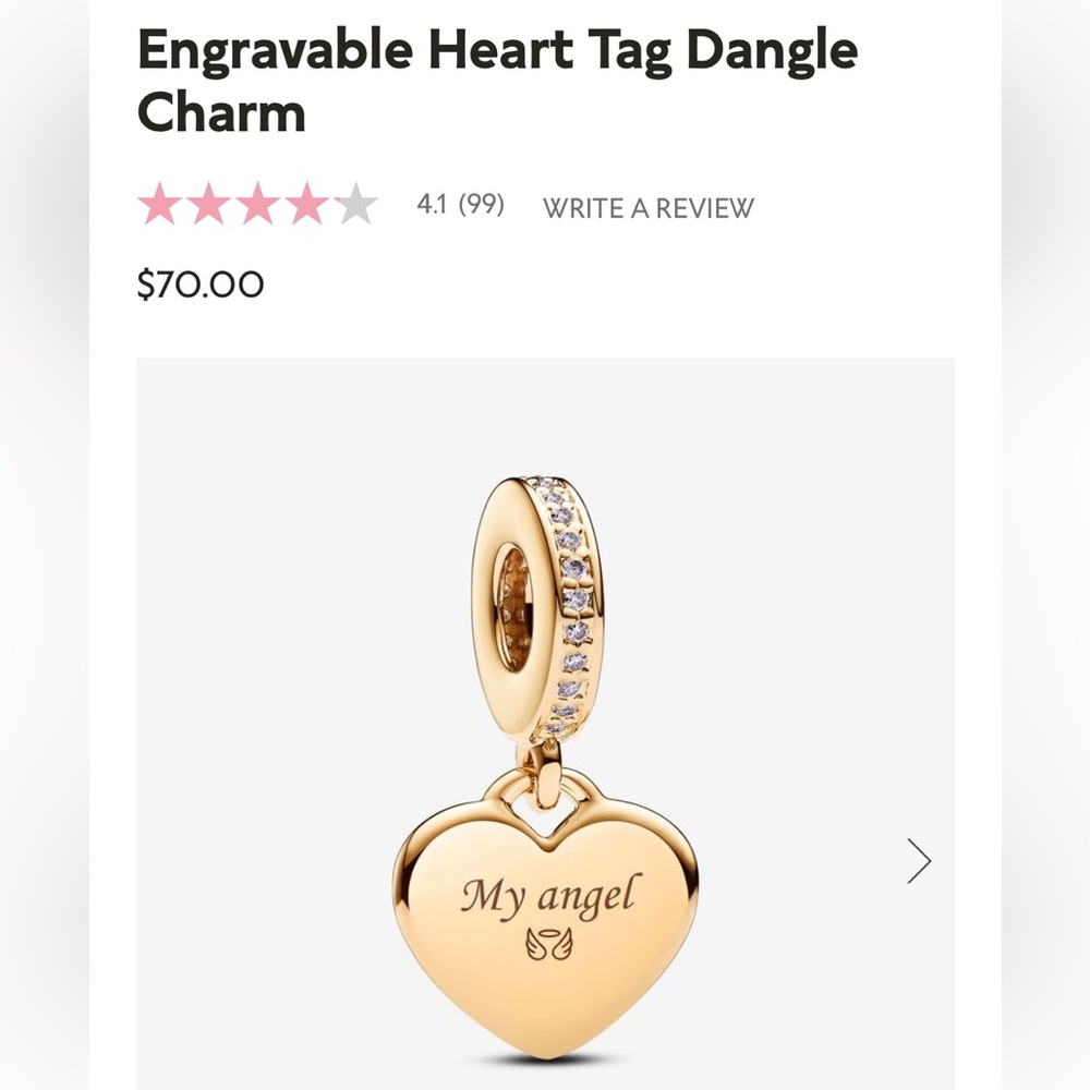 Engravable, Pandora charm